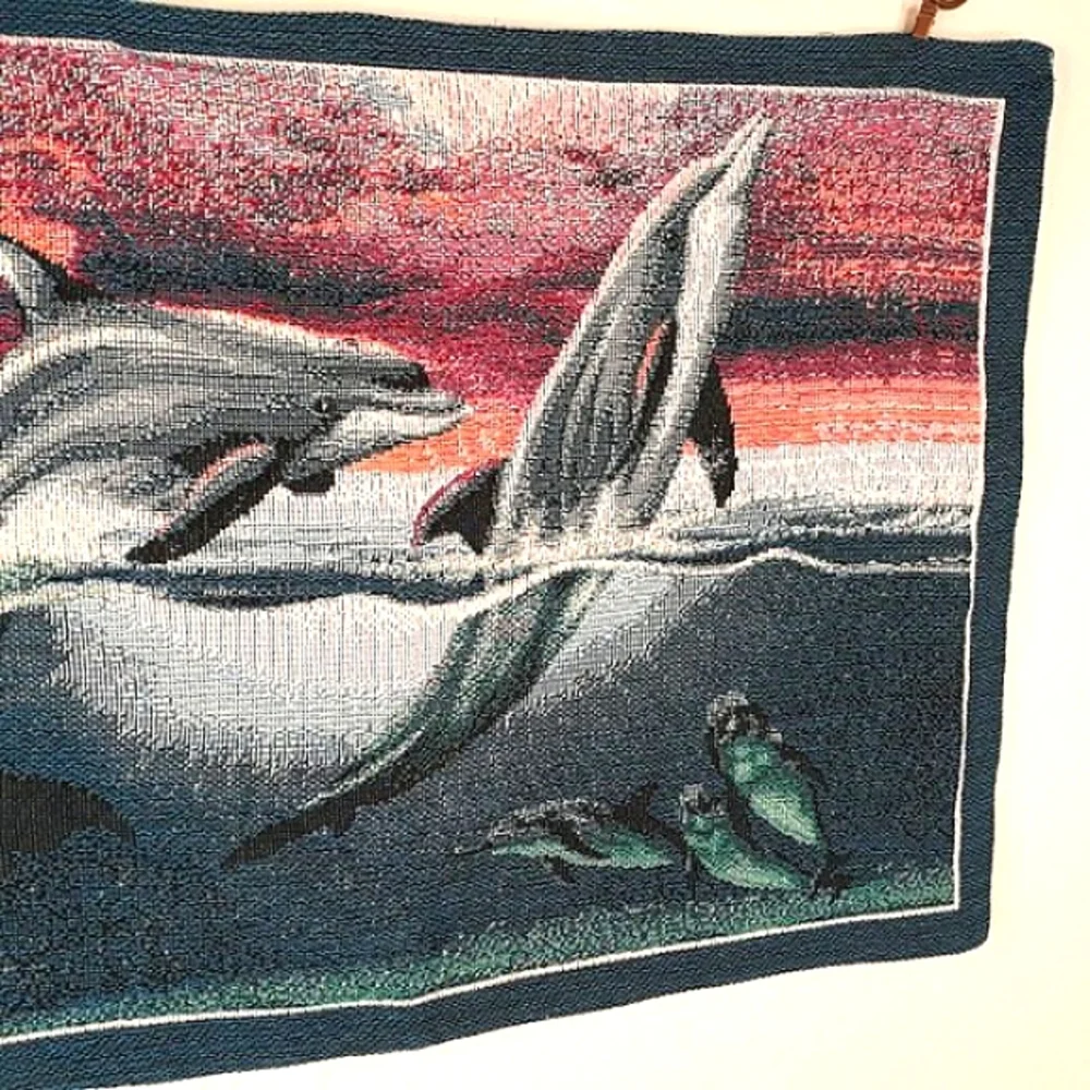 NWT PILLOW SHAMS Home Decor Wall Bed Dolphins Playing Tapestry (5 avail)